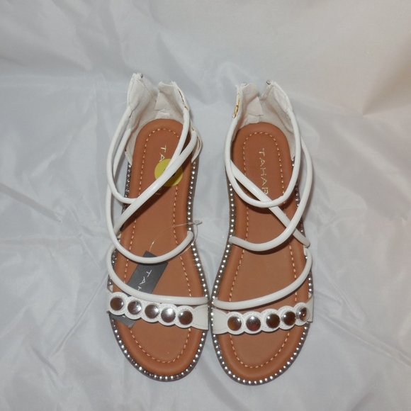 NEW TAHARI white Ankle Strap sandals Size 3 - Picture 4 of 9